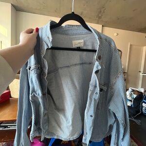 blue and white striped jacket